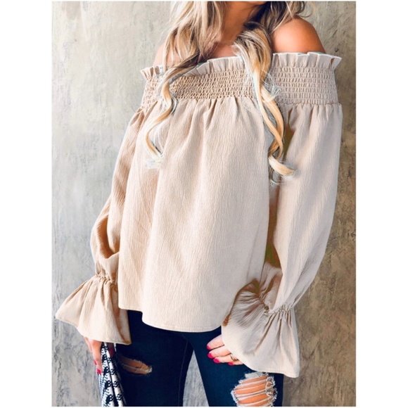 Bellanblue Tops - LISA Off Shoulder Bell Cuff Blouse